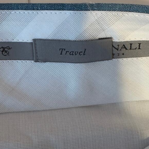 NWT Canali Men’s Unhemmed Travel Dress Pants Size 40 Wool/Silk/Linen Blend Teal - Picture 8 of 10